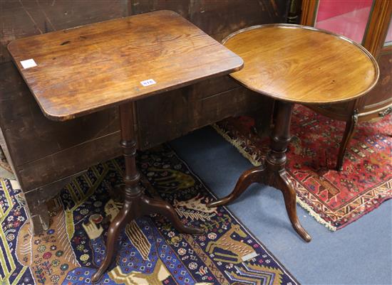 Two early 19th century mahogany tripod tables W.53cm and 52cm